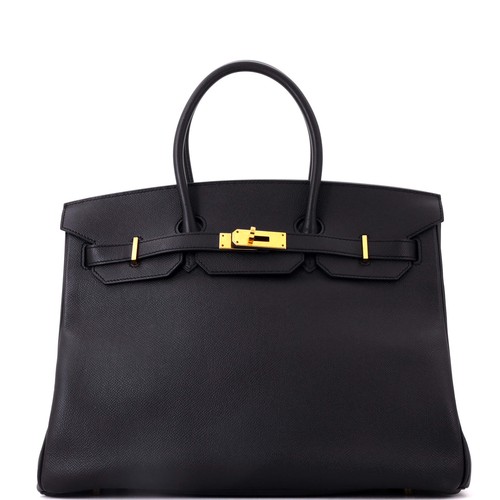 Hermes Birkin Handbag Noir Epsom with Gold Hardware 35