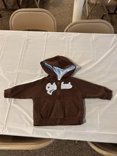OshKosh B'Gosh Brown Blue Sweatshirt Hoodie Zipper 9 Mo. Logo Athletic Style