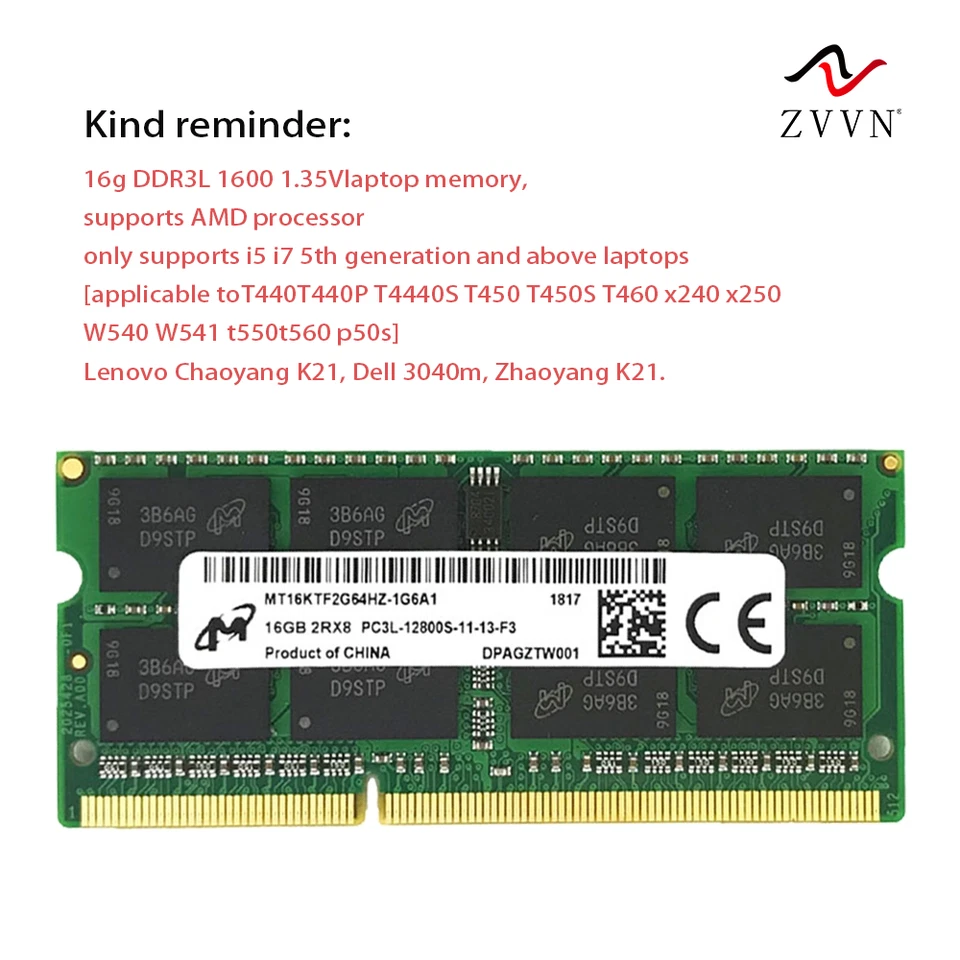 For Micron 1x 16GB DDR3L 1600 mhz PC3L-12800S 1.35V Laptop SODIMM Memory RAM - Image 3 of 4
