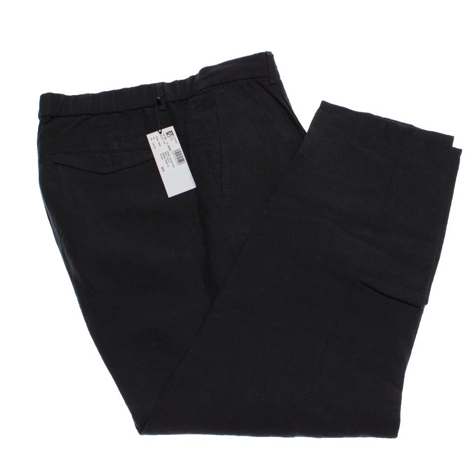 Hiltl for Carroll Custom NWT Casual Pants Size 54 (US 38) Slim in Black Linen - Image 2 of 4