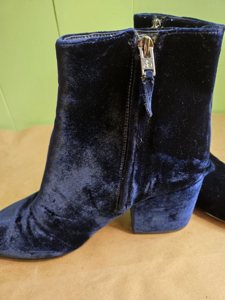 Botines Sam Edelman Tacón Terciopelo Azul Talla 8 En muy buen estado Foto 3 de 4
