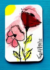 PAINTING FLOWERS 4x6 Postcard Art Mail It OR Collect Original SWARTZMILLER ART