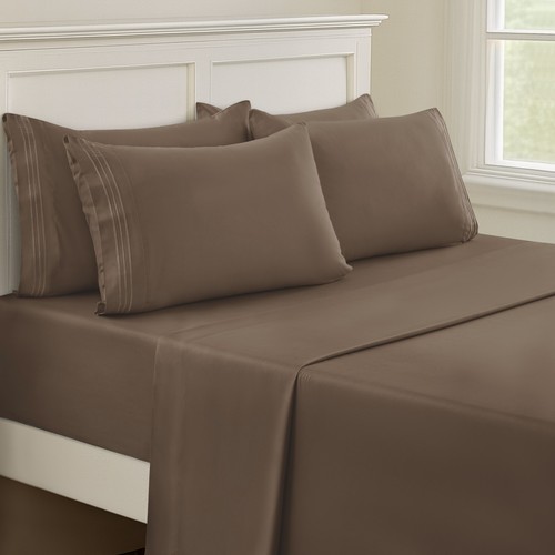 1800 Series 6 Piece Bed Sheet Set Soft Deep Pocket Twin King Queen Full Sheets - Picture 31 of 220