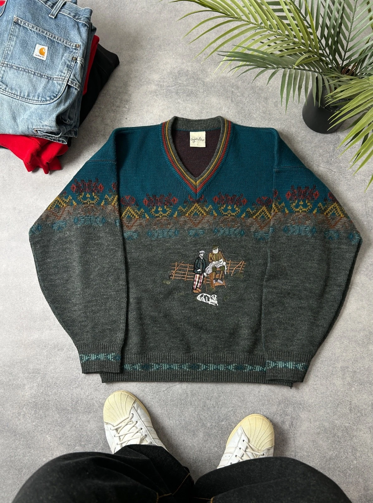 Angelo Litricio vintage wool sweatshirts mens 90s size L