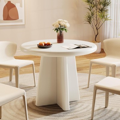 Round Dining Table for 2-4, 31.5'' Modern Small Kitchen Table with Sturdy Base