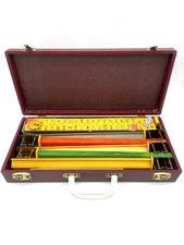 Vintage Butterscotch Bakelite Mahjong Mah Jong Game Set 1940s 177 Tiles 5 Racks