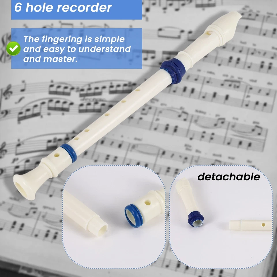 Music Instrument 6 Holes Soprano Flute Recorder White  W8K41345 - Image 3 of 4