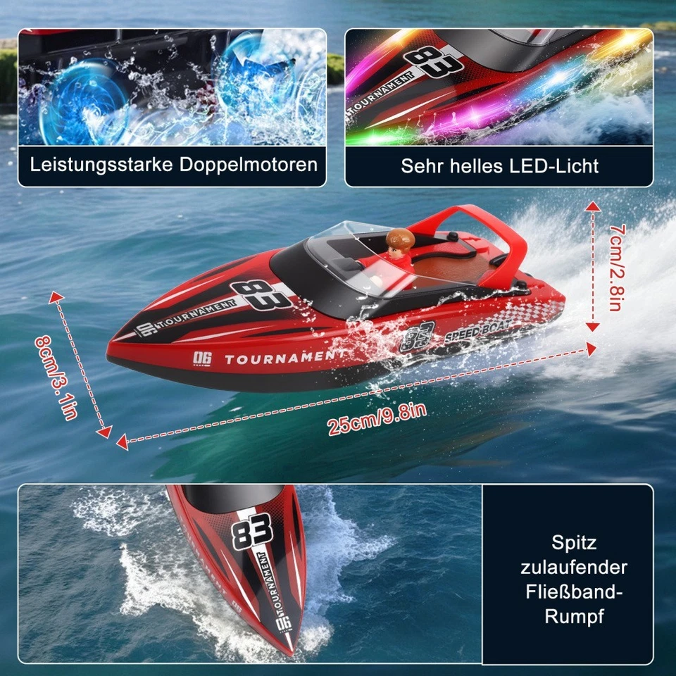2,4GHz 15 KM/H High Speed RC Boot Ferngesteuertes Rennboot Speedboot Schiff Boot - Bild 4 von 4