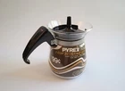Vintage Pyrex Instant Coffee Carafe Server Glass Pot Retro MCM Black Handle NOS