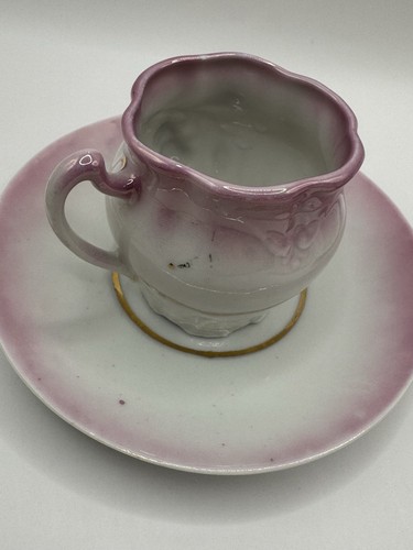 Antique Porcelain Demitasse Cups & Saucers Set of 4 Pink & Gold Hand Painted - Picture 12 of 14