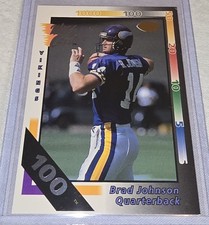 1992 Wild Card Brad Johnson #427 (RC) Vikings Rookie -  100 STRIPE!!!. rookie card picture