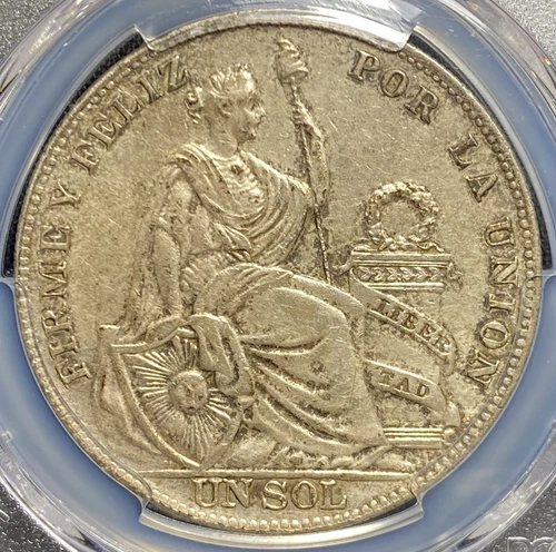 PERU 1934 Silver Un Sol 1 Dinero Coin Rare High Grade NGC AU, PRICED TO SELL!