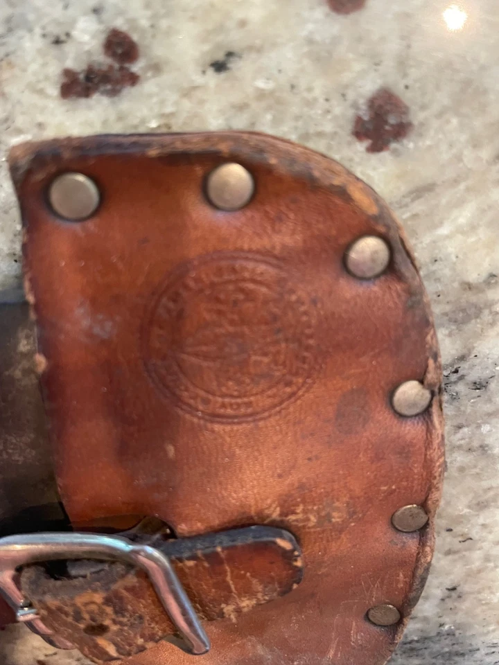 Hacha artesanal vintage con funda de cuero BSA original - años 50-70 Foto 4 de 4