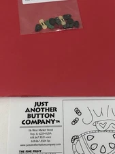 Just Another Button Company JULY Teapot Button Lot & Chart Watermelon 8530