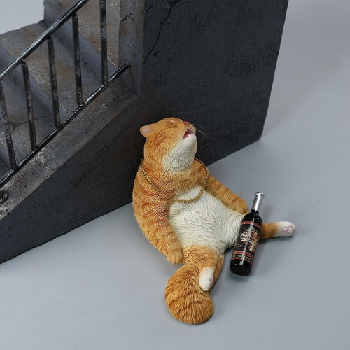 Cat Statues And Figurines,Resin Cats,Includes Chain And Bottle,Whimsical - Picture 11 of 17