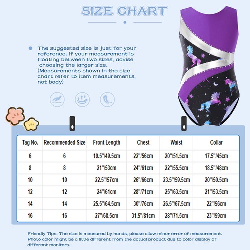 Kids Girls Shiny Rhinestone Print Gymnastics Leotard Tank Ballet Dance Bodysuit - Bild 35 von 60