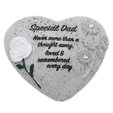 Memorial Heart Plaque with Flower and Wording Polyresin - Special Dad