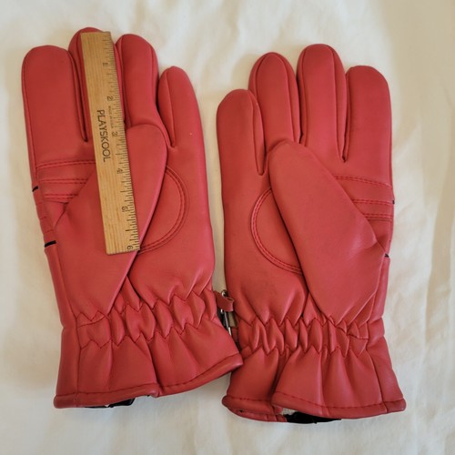 Vintage Winter Gloves 70s 80s Style made in Taiwan Men's Red With Black Zipper - Picture 7 of 7