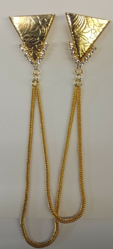 Shirt collar tips Mens / Ladies Shirts with chain links Gold with stone, Metal - Picture 9 of 13