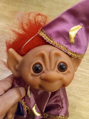 ❤️ 1977 DAM Magician Troll 9" Doll Rare Norfin Red Hair Denmark Ace Tico Russ - Picture 2 of 17
