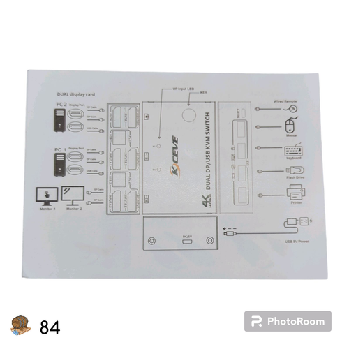 KCEVE KC-KVM202DP DP KVM Switch zwei Monitore Displayport USB 3.0 HDMI & 4K - Bild 8 von 14