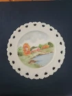 Vintage Kemple Milk Glass Reticulated Edge  7" Plate  Hand Painted