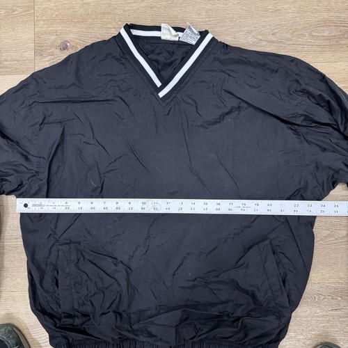 Chaqueta cortavientos elástica negra cuello en V pulóver grande vintage Top Ten para hombre - Imagen 3 de 12
