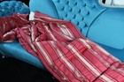 Pair of Top Quality Raspberry Red Striped Curtains