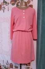 Vintage women's 70s 80s super cute blouson shirt dress salmon color Small