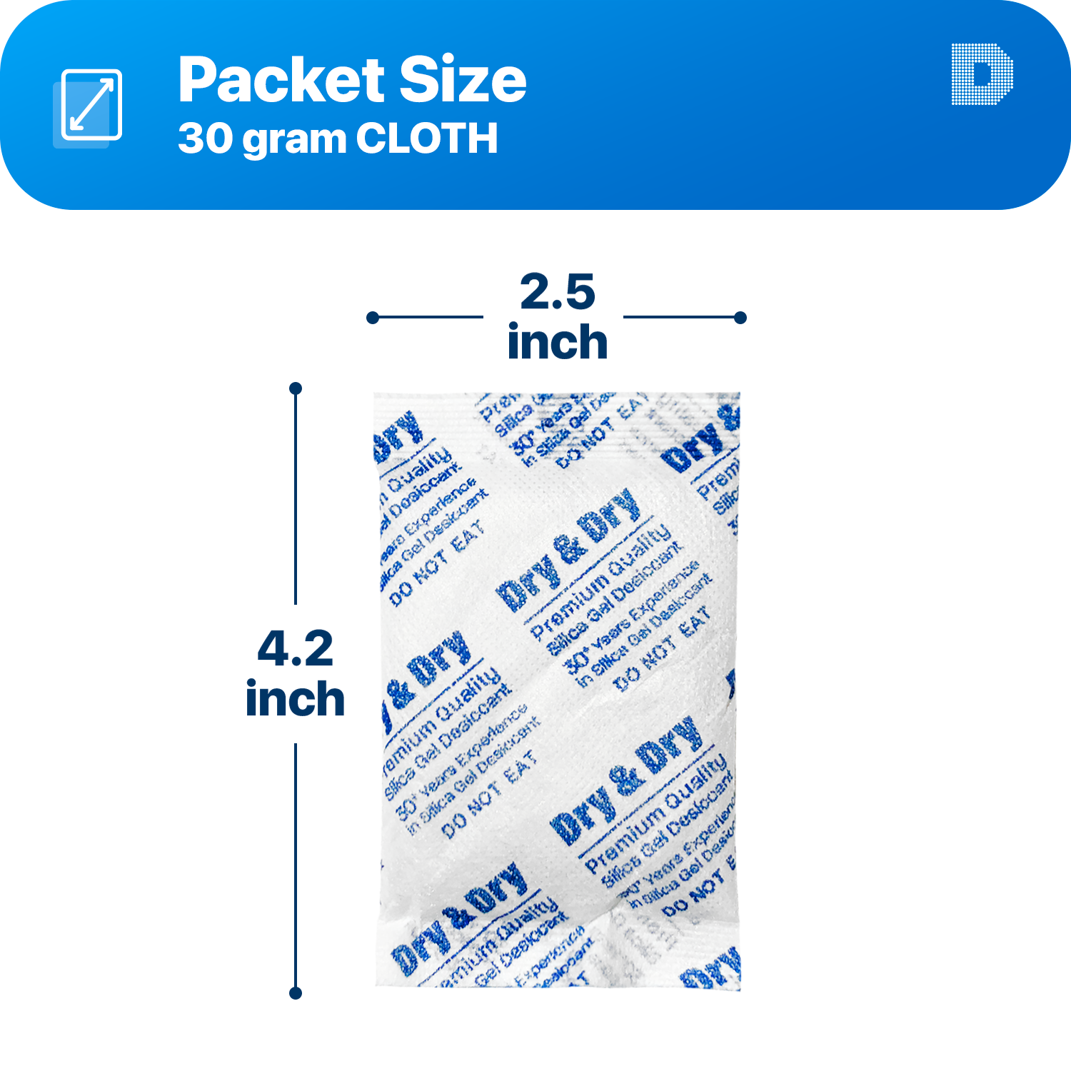 30 gram X 12 PK "Dry & Dry" High Quality Pure Reusable Silica Gel