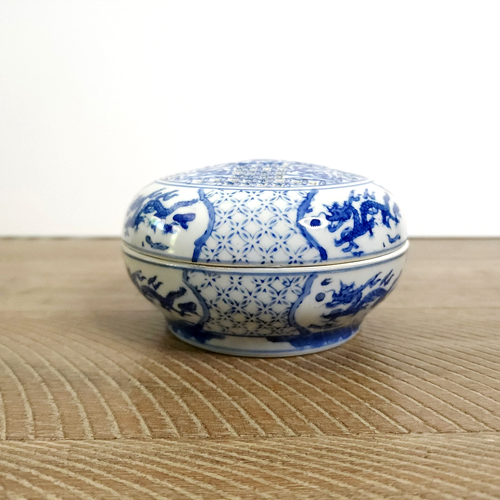 ANDREA by SADEK Blue & White Flower Brick Rare Dragon Bowl & Lid Potpourri Set - Picture 4 of 9
