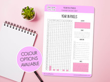 Year in Pixels Planner Stickers Yearly Mood Tracker Functional Bullet Journal