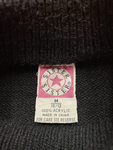 VINTAGE 80S SISTER SISTER GIRLS SWEATER SIZE M 10-12 COLORFUL SCHNAUZER PRINT - Picture 3 of 6