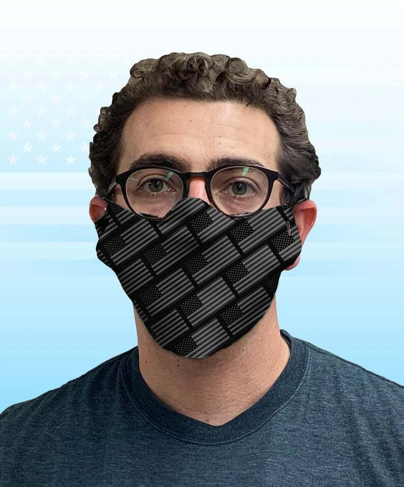 Face Mask Nose Mouth Cover Washable Reusable USA Made Fabric Mask American Flag - Image 2 of 2