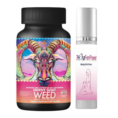 Premium Horny Goat Weed with Maca Root Dietary Supplement & Female Lubricant Gel