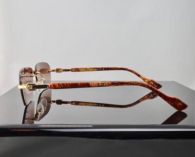 Gucci G1221S 004 Gold / Brown Lens with Pattern Square Rimless