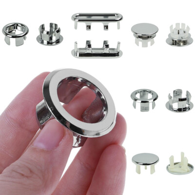 2Pcs Kitchen Bathroom Sink Overflow Ring Hole Cover Chrome Ca   >