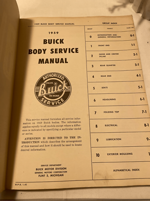 1959 Buick Body Shop Service Repair Manual – Glass Trim Convertible OEM Reprint