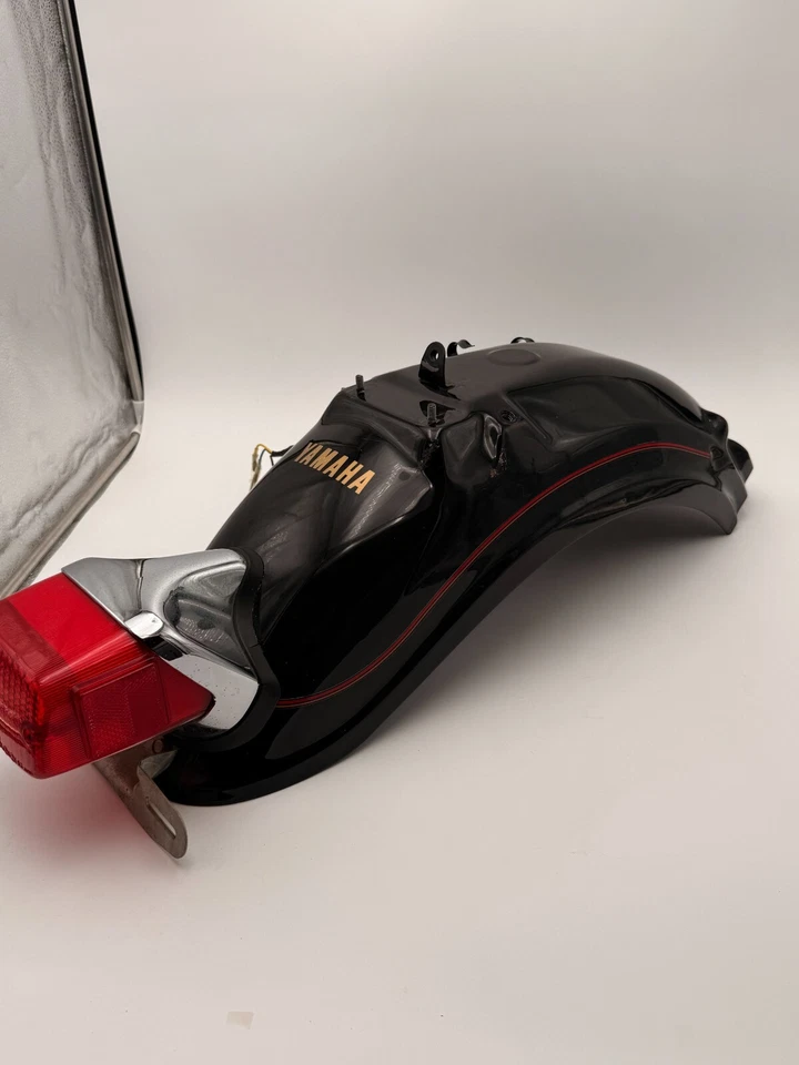 1988 Yamaha Virago 750 Rear Fender w/ Taillight – Black, OEM, Cut Wiring - Image 2 of 4