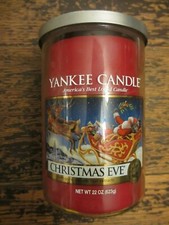 NEW NOS YANKEE CANDLE CHRISTMAS EVE 22 oz USA 6" RARE SANTA LABEL 2 WICKS 2015