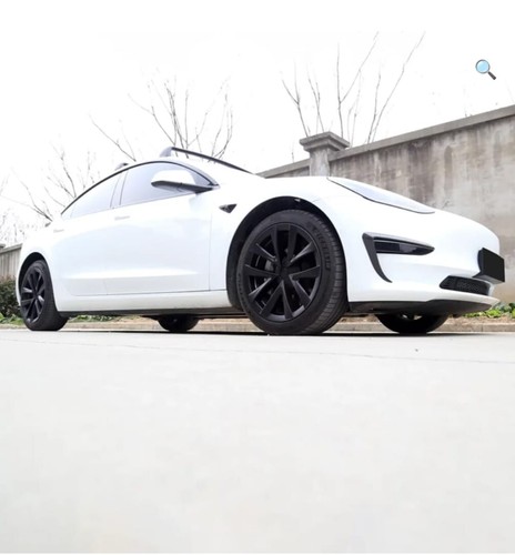 PLAID Style 4 X 18 INCH Tesla Model 3 Wheel Covers Hubcaps Matte Black - Picture 13 of 13
