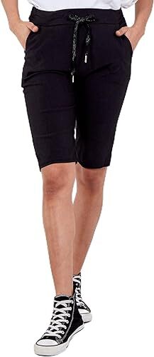 Ladies Italian Stretch Shorts Women's Plain Magic Comfy Lagenlook Hot Pants 8-22 - Picture 2 of 37