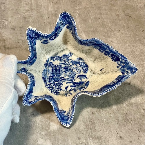 Antiguo plato de pepinillo Spode transferencia temprana perla mercancía patrón sauce hoja años 1790 6" - Imagen 15 de 16