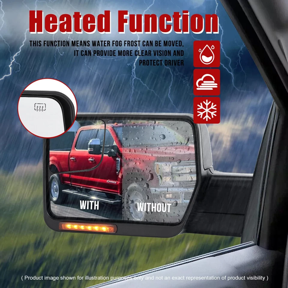 Par de espejos retrovisores eléctricos térmicos de remolque con calefacción señal de giro secuencial para Ford F150 04-14 Foto 4 de 4