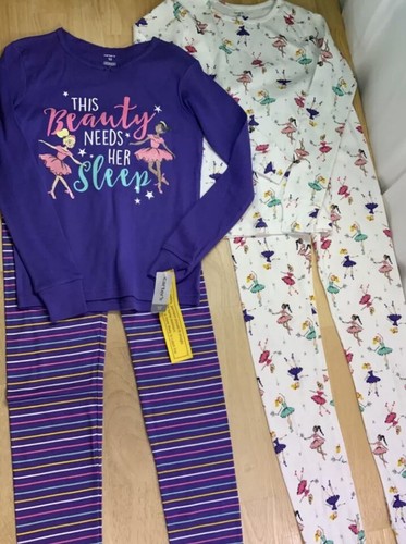 NEW Carters 3T Toddler Girl 4 Piece Two Pair Pajamas Graphic Print PJ Top &Pants