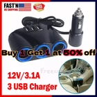 Car 12V Cigarette Lighter Socket Splitter 3.1A USB Charger Power Adapter Outlets