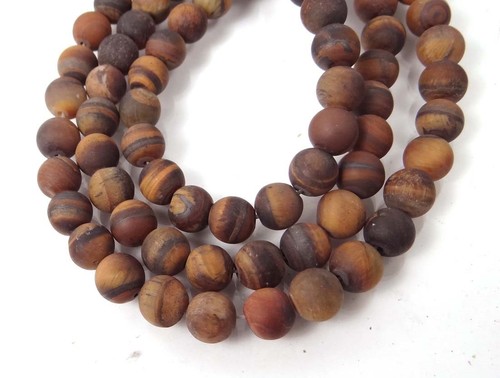 8mm Natural Matte Tiger Eye Tigereye FrostedRound Beads 15" - 第 3/3 張圖片