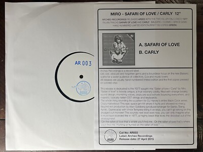 funk italo-disco 12  MIRO Safari of Love TEST PRESS Ltd Archeo Recordings AR003