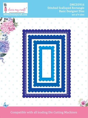 Metal Dies ST SCAL RE, Stitched Scalloped Rectangle