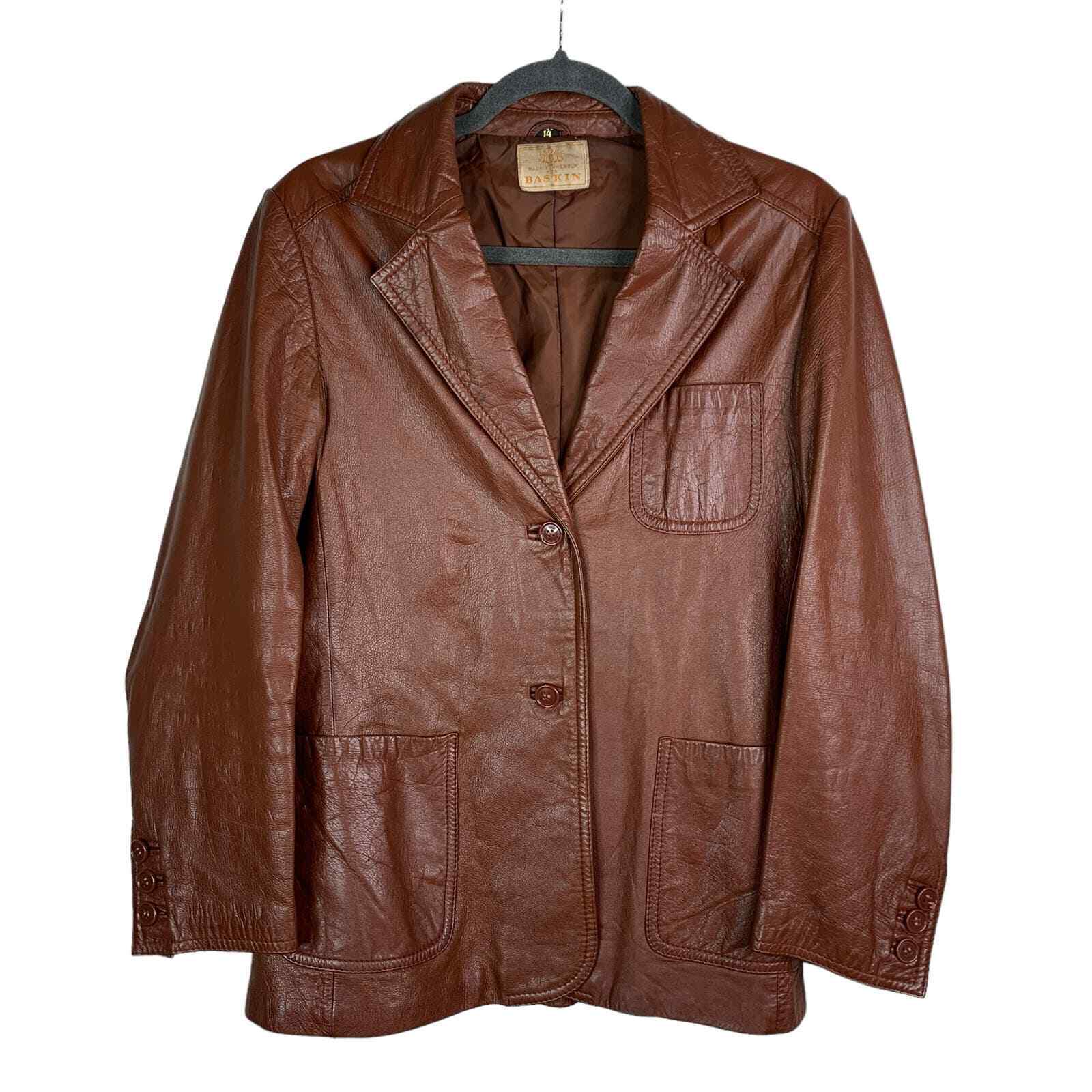 Vintage Leather Jacket Blazer Baskin Womens Size 14 Fits a large&quest; 
